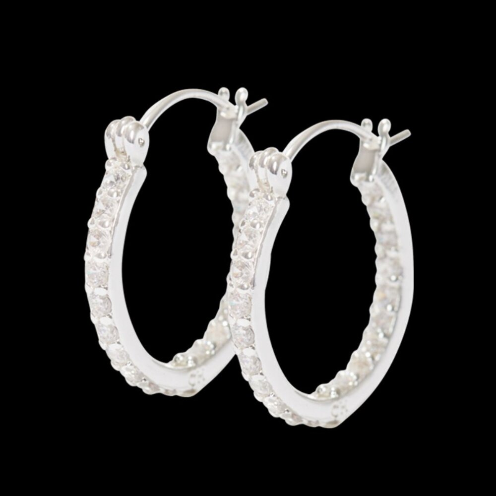 Crystal Haze Mini Serena Hoops - Silver